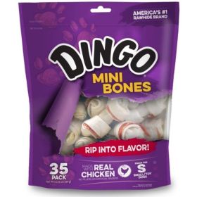 Dingo Meat in the Middle Rawhide Chew Bones (Option: Mini  2.5" (35 Pack))